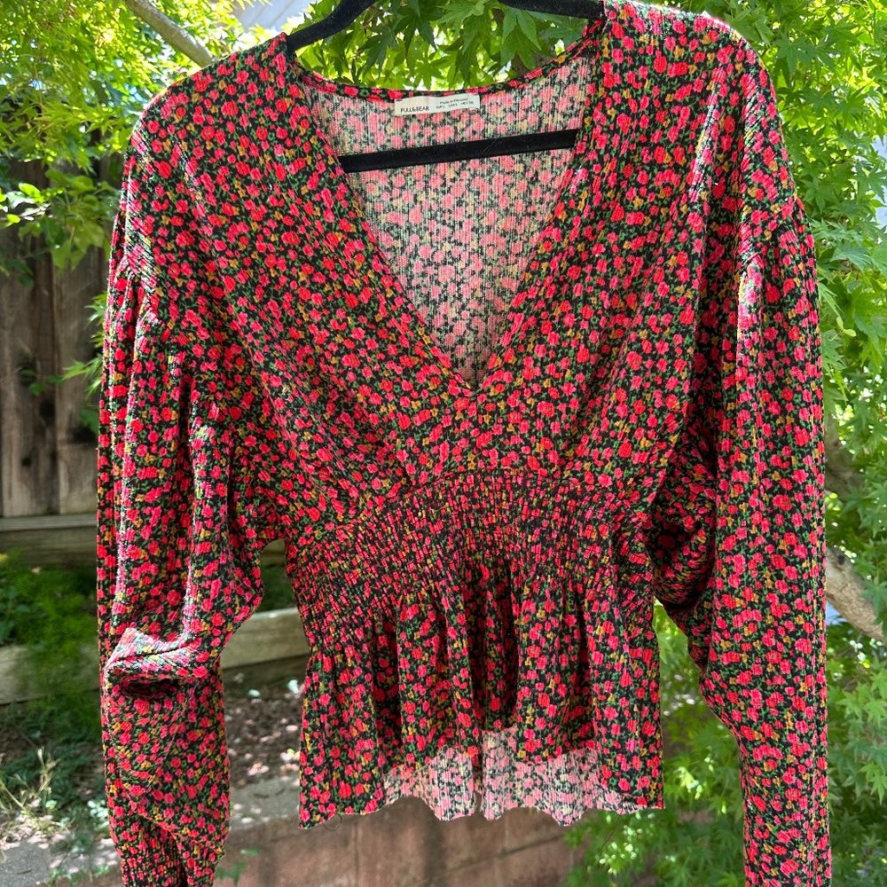 ASOS Floral puff sleeve shirt